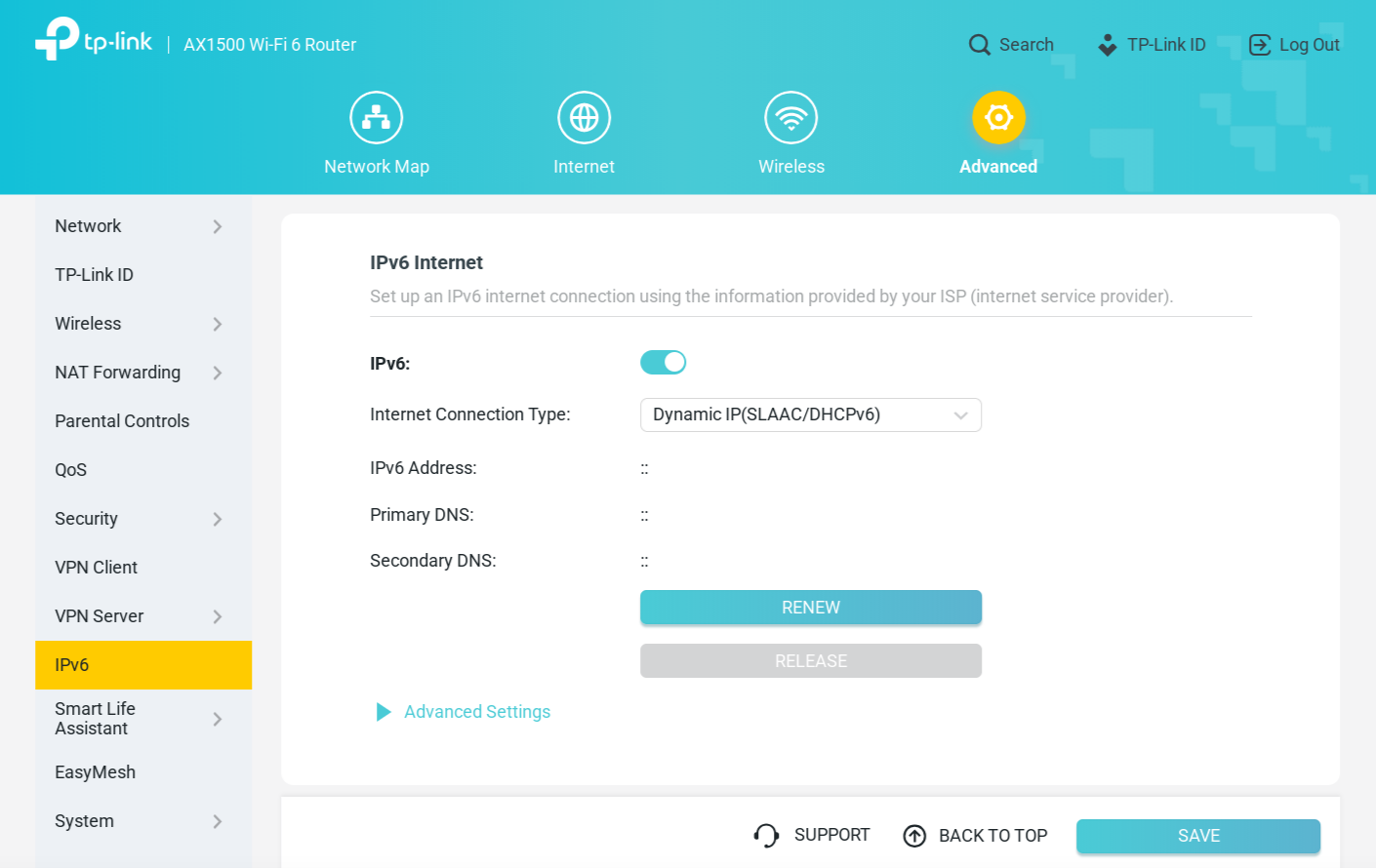 The IPv6 configuration options